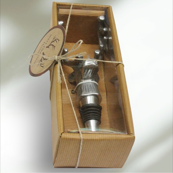 Vintage Well Dressed Home Heavy Duty Metal Deer Antler Bottle Stopper Silver - Picture 2 of 3